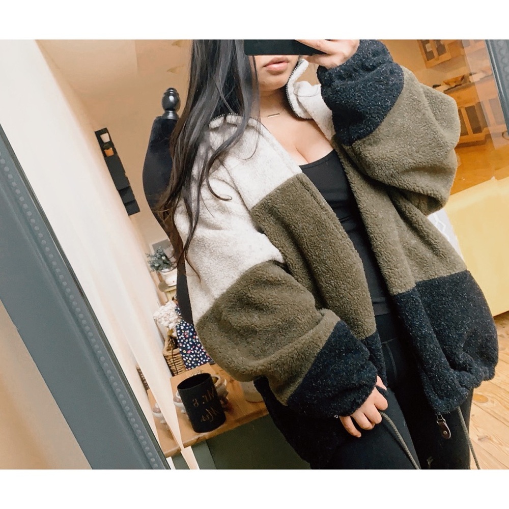 Vintage Colorblock Jacket - Black, Olive, Cream